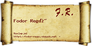 Fodor Regő névjegykártya